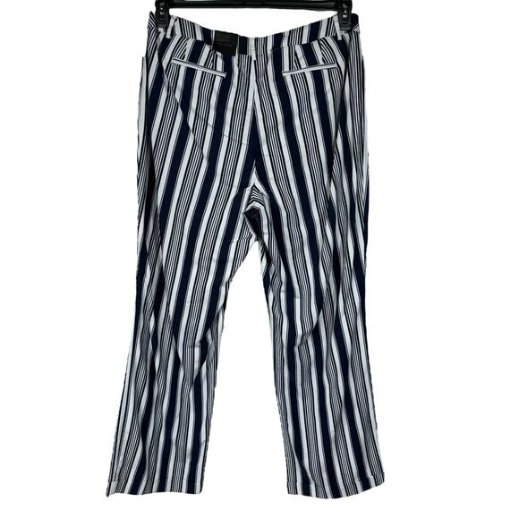 Lane Bryant SZ 16 LONG Lena Classic Trouser Pants Striped Curvy Fit Linen Blend - Picture 4 of 8